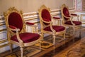 Russia, Gatchina - March 10, 2023: Ancient chairs in the palace of Paul the First