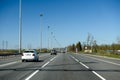 Russia, Gatchina, may 23, 2020: automobile highway and cars moving along it.