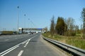 Russia, Gatchina, may 23, 2020: automobile highway and cars moving along it.