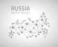 Russia grey dot outline vector triangle map Royalty Free Stock Photo