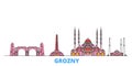Russia, Grozny line cityscape, flat vector. Travel city landmark, oultine illustration, line world icons