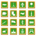 Russia icons set green