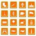 Russia icons set orange