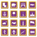 Russia icons set purple