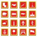 Russia icons set red Royalty Free Stock Photo