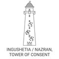 Russia, Ingushetia, Nazran, Tower Of Consent travel landmark vector illustration