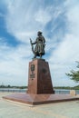 Russia, Irkutsk, August 2020: monument erected to the city`s founder, Explorer Yakov Pokhabov