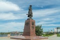 Russia, Irkutsk, August 2020: monument erected to the city`s founder, Explorer Yakov Pokhabov