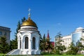 Russia, Irkutsk - July 7, 2019: Chapel-monument on the site of the destroyed cathedral in the name of the Kazan Icon of