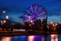 Russia, Irkutsk - July 11, 2019: Colorfull abstract Ferris wheel on the Konny island in Irkutsk