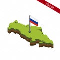 Russia Isometric map and flag. Vector Illustration