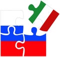 Russia - Italy : puzzle shapes with flags Royalty Free Stock Photo