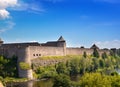 Russia.Ivangorod fortress .Cityscape in a sunny day Royalty Free Stock Photo