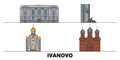 Russia, Ivanovo flat landmarks vector illustration. Russia, Ivanovo line city with famous travel sights, skyline, design