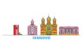 Russia, Ivanovo line cityscape, flat vector. Travel city landmark, oultine illustration, line world icons