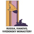 Russia, Ivanovo, Vvedensky Monastery travel landmark vector illustration