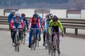 Russia, Izhevsk - April 24, 2017: Professional cycling race on the highway. Royalty Free Stock Photo