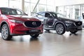 Russia, Izhevsk - August 06, 2020: New prestigious CX-5 cars in the Mazda showroom