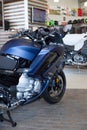 Russia, Izhevsk - August 23, 2019: Yamaha motorcycle shop. New modern motorbike FJR1300 in motorcycle store