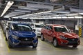 Russia, Izhevsk - December 14, 2019: LADA Automobile Plant Izhevsk, AVTOVAZ Group. New cars Lada ready for sale