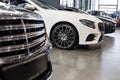 Russia, Izhevsk - February 20, 2020: Mercedes-Benz showroom. New modern cars in the dealer showroom Royalty Free Stock Photo