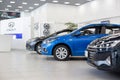 Russia, Izhevsk - January 23, 2020: New modern cars in the Hyundai showroom. Famous world brand