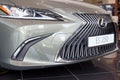 Russia, Izhevsk - July 21, 2019: New modern car ES 250 in the Lexus showroom. Cropped image. Famous world brand