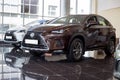 Russia, Izhevsk - July 21, 2019: New modern cars NX 200AWD and RX350L in the Lexus showroom. Famous world brand