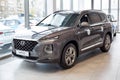 Russia, Izhevsk - October 10, 2019: New modern Santa Fe in the Hyundai showroom. Famous world brand