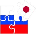 Russia - Japan : puzzle shapes with flags