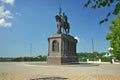 Russia - July 25, 2016: Monument of Prince Vladimir against Assumption Cathedral