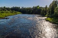 Russia. June 20, 2021. Picturesque view of the Msta river in sunny weather.