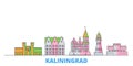 Russia, Kaliningrad City line cityscape, flat vector. Travel city landmark, oultine illustration, line world icons