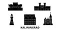 Russia, Kaliningrad City flat travel skyline set. Russia, Kaliningrad City black city vector illustration, symbol