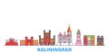 Russia, Kaliningrad line cityscape, flat vector. Travel city landmark, oultine illustration, line world icons