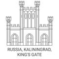 Russia, Kaliningrad, King's Gate travel landmark vector illustration