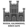 Russia, Kaliningrad, King's Gate travel landmark vector illustration