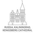 Russia, Kaliningrad, Knigsberg Cathedral travel landmark vector illustration