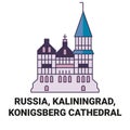 Russia, Kaliningrad, Konigsberg Cathedral travel landmark vector illustration