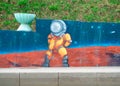 RUSSIA, KALUGA - MARCH 29, 2020: Spaceman graffiti at Kaluga city street