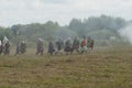 RUSSIA, KALUGA REGION, DZERZHINSKY DISTRICT, DVORTSY - JUL 14, 2018: Reconstruction of military operations in 1480. Soldiers with