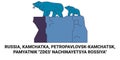 Russia, Kamchatka, Petropavlovskkamchatsk, Pamyatnik Zdes' Nachinayetsya Rossiya travel landmark vector illustration