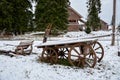 Russia. An ancient cart in the village of Kinerma in Karelia. November 16, 2017