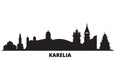 Russia, Karelia city skyline isolated vector illustration. Russia, Karelia travel black cityscape