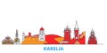 Russia, Karelia line cityscape, flat vector. Travel city landmark, oultine illustration, line world icons
