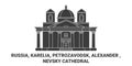 Russia, Karelia, Petrozavodsk, Alexander , Nevsky Cathedral travel landmark vector illustration