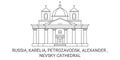 Russia, Karelia, Petrozavodsk, Alexander , Nevsky Cathedral travel landmark vector illustration