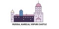 Russia, Karelia, Viipuri Castle, travel landmark vector illustration