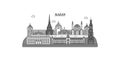 Russia, Kazan city skyline isolated vector illustration, icons Royalty Free Stock Photo