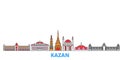 Russia, Kazan line cityscape, flat vector. Travel city landmark, oultine illustration, line world icons
